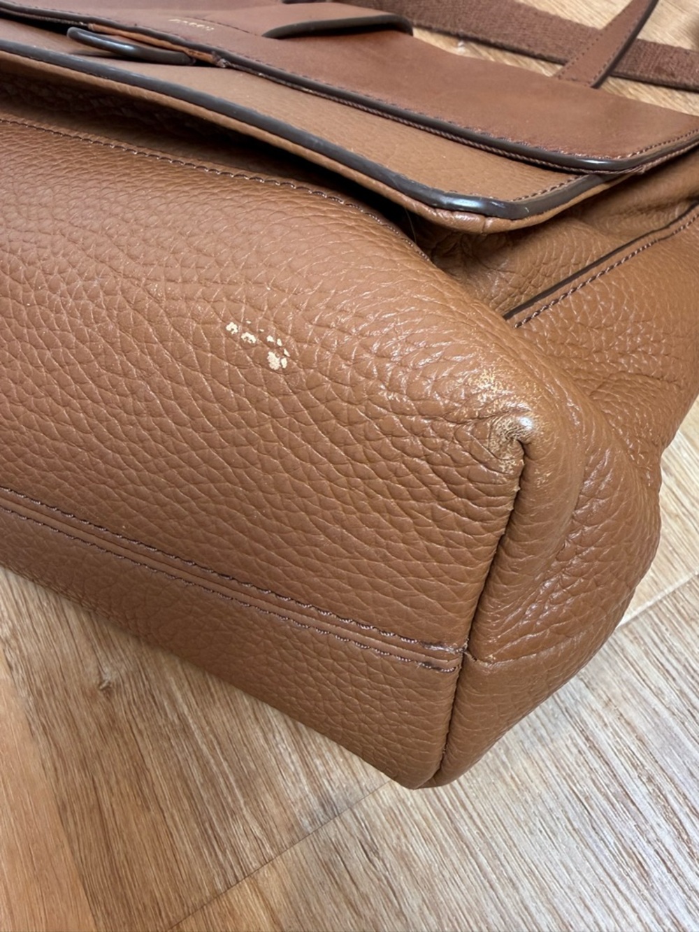 Fossil Kinley Satchel with crossbody strap Cognac Brown Pebbled Leather - Picture 8 of 16